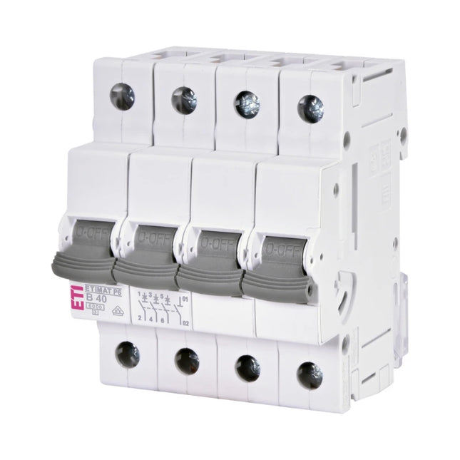 Interruttore automatico ETIMAT P6, 3P+N 6 kA, B40, ETI
