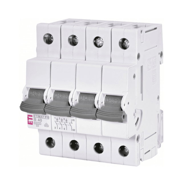 Interruttore automatico ETIMAT P10, 3P+N 10 kA, B40, ETI