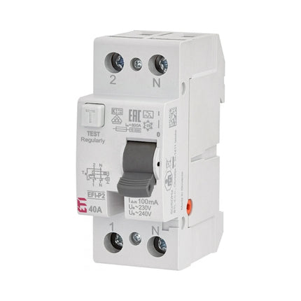 Interruttore differenziale bipolare (RCCB), tipo A, 40 A, 100 mA, ETI