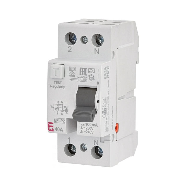 Interruttore differenziale bipolare (RCCB), tipo A, 40 A, 100 mA, ETI