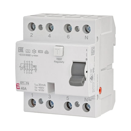 Interruttore differenziale (RCCB) a 4 poli, tipo A, 40 A / 30 mA, ETI