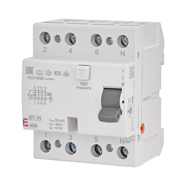 Interruttore differenziale (RCCB) a 4 poli, tipo A, 40 A / 30 mA, ETI