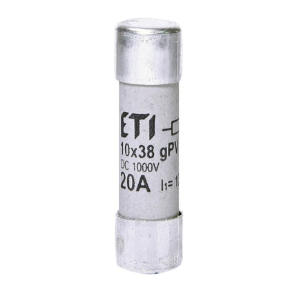 Fusibile cilindrico in corrente continua, 20 A/1000 V, CH, 10x38, gPV, ETI