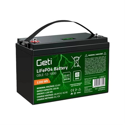 Batteria GETI LiFePo4 da 12,8 V e 100 Ah