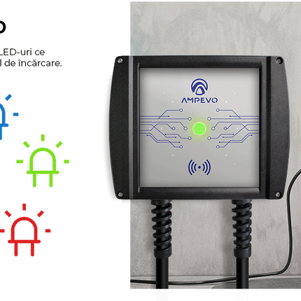 22kW Electric Vehicle Charging Station, Adjustable, RFID, AMPEVO