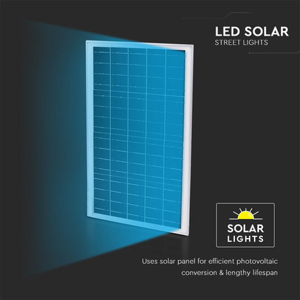 Lampione stradale a LED da 3000 lm con alimentazione solare, chip Bridgelux, 6400 K