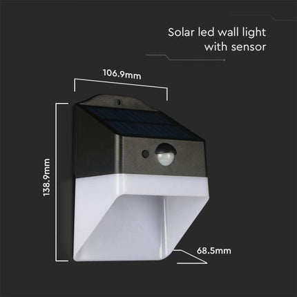 Applique a LED a energia solare con sensore, bianco e nero, 4000K