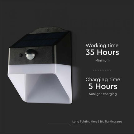 Applique a LED a energia solare con sensore, bianco e nero, 4000K