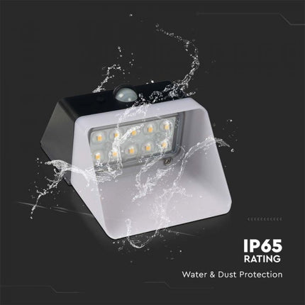 Applique a LED a energia solare con sensore, bianco e nero, 4000K