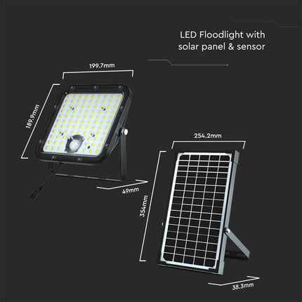 Proiettore LED solare da 4800 lm, telecomando, sensore di movimento