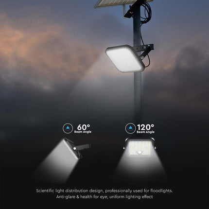 Proiettore LED solare da 4800 lm, telecomando, sensore di movimento