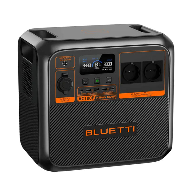 Stazione di ricarica portatile Bluetti da 1800 W, ricarica tramite pannello solare o rete elettrica