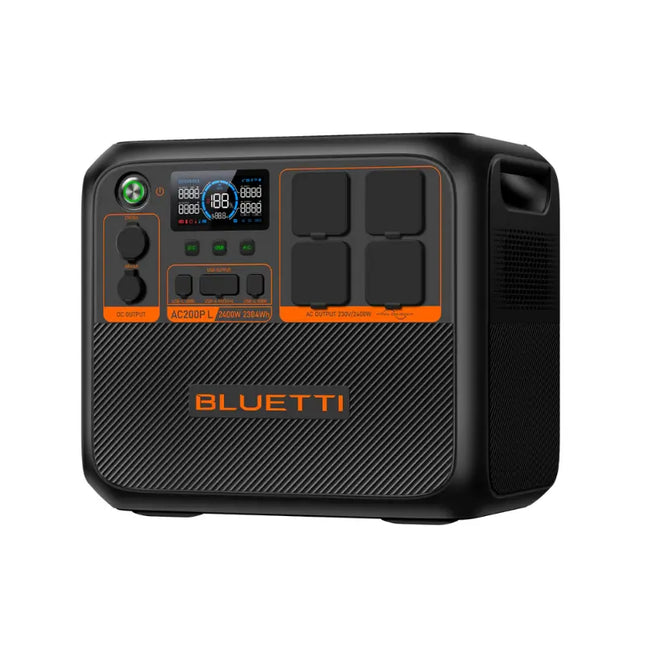 Stazione di ricarica portatile Bluetti da 2400 W, ricarica tramite pannello solare o rete elettrica