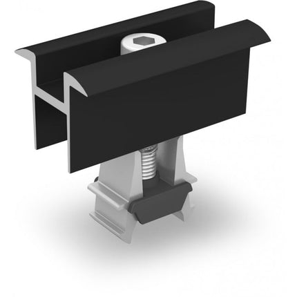 Black double clamp for 30–42 mm photovoltaic panels, K2 2003072
