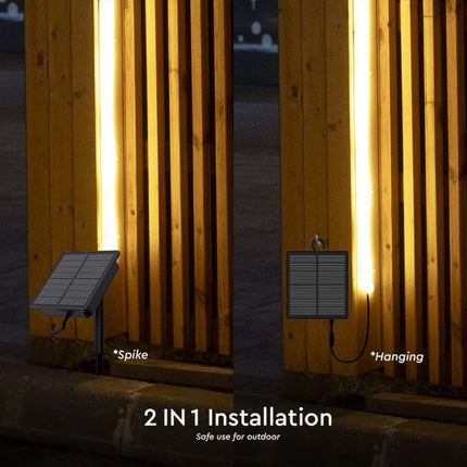 Striscia LED a energia solare IP67, telecomando, 3000K