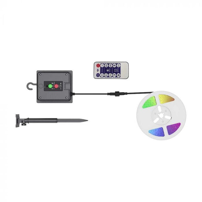 IP67 Solar-Powered LED Strip Light, Remote Control, RGB