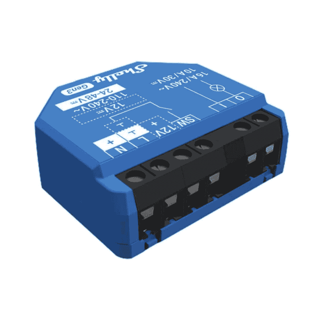 Shelly 1 Gen3, Smart Wi-Fi Relay with Dry Contact, 16A