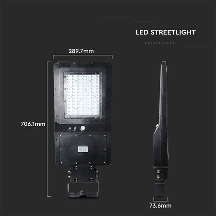 Lampione stradale a LED da 4800 lm con alimentazione solare e sensore di movimento, 6000 K