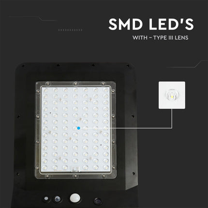 Lampione stradale a LED da 4800 lm con alimentazione solare e sensore di movimento, 6000 K