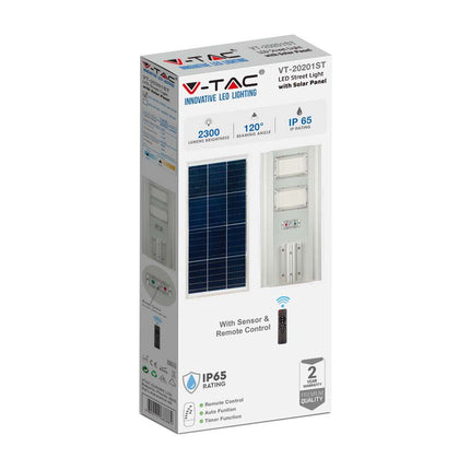 Lampione stradale a LED da 2300 lm con alimentazione solare e sensore di movimento, 6400 K