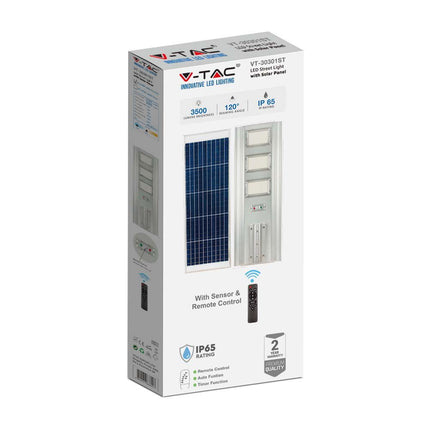 Lampione stradale a LED da 3500 lm con alimentazione solare e sensore di movimento, 6400 K