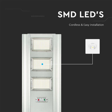 Lampione stradale a LED da 3500 lm con alimentazione solare e sensore di movimento, 6400 K