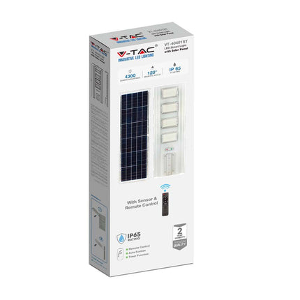 Lampione stradale a LED da 4300 lm con alimentazione solare e sensore di movimento, 6400 K
