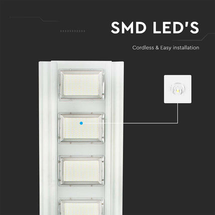 Lampione stradale a LED da 4300 lm con alimentazione solare e sensore di movimento, 6400 K
