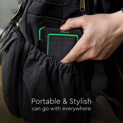 Power bank portatile, ricarica wireless, pannello solare, 10.000 mAh, V-Tac