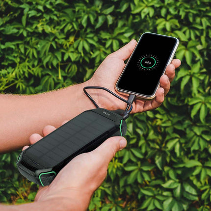 Power bank portatile, ricarica wireless, pannello solare, 30.000 mAh, V-Tac