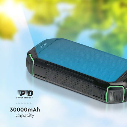 Power bank portatile, ricarica wireless, pannello solare, 30.000 mAh, V-Tac