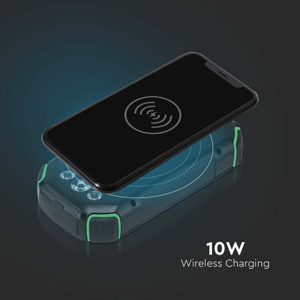 Power bank portatile, ricarica wireless, pannello solare, 30.000 mAh, V-Tac