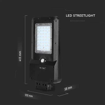 Lampione stradale a LED da 1600 lm con alimentazione solare e sensore di movimento, 6000 K