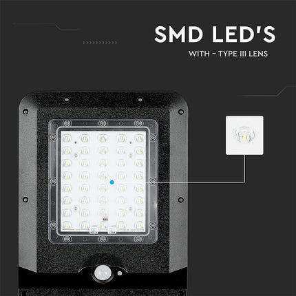 Lampione stradale a LED da 1600 lm con alimentazione solare e sensore di movimento, 6000 K