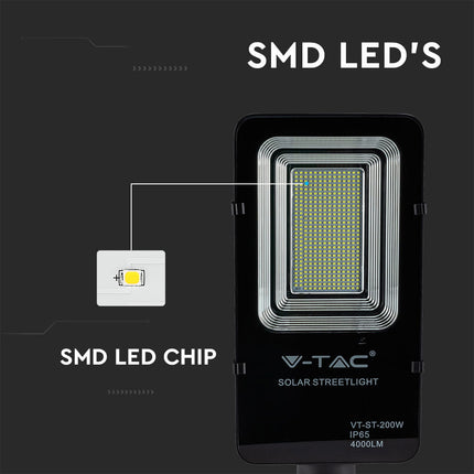 Lampione stradale a LED solare da 4000 lm, 6000 K