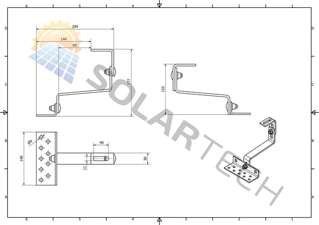 200mm ceramic tile anchor, compatible with K2 Solidrail, H-type profile