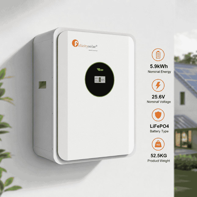 Batteria LiFePO4 da 5,9 kWh, 25,6 V, FLA24230-EU, Felicity Solar