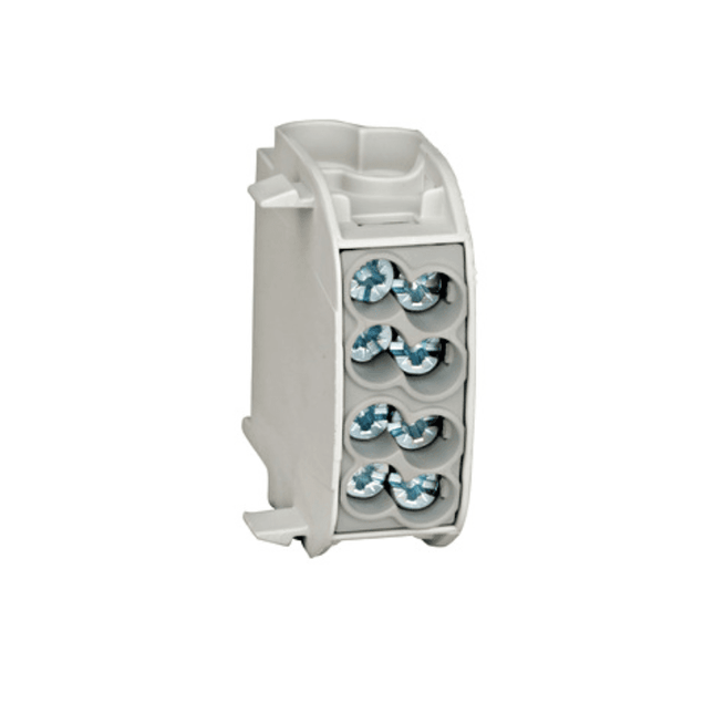 Morsettiera isolata, 25 mm², 1 polo, 4 punti di collegamento, grigio, Schrack