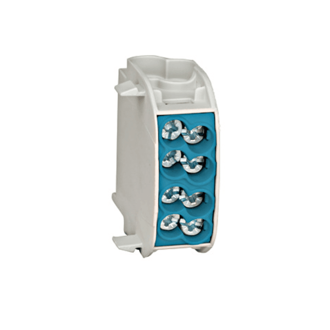 Morsettiera isolata, 25 mm², 1 polo, 4 punti di collegamento, blu, Schrack