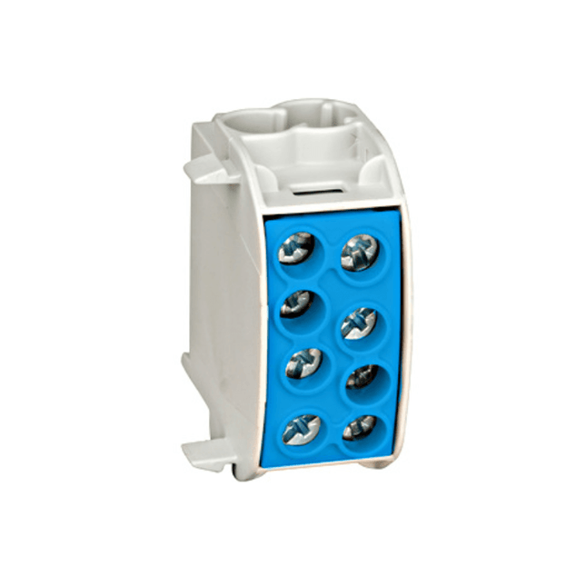 Morsettiera isolata, 35 mm², 1 polo, 4 punti di collegamento, blu, Schrack