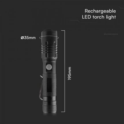 Torcia da 10 W, 1000 lm, corpo in alluminio, 3,7 V, 2000 mAh