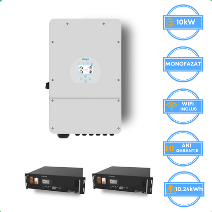 Inverter Deye da 10 kW, SUN-10K-SG02LP1-EU-AM3 + batteria V-TAC da 10,24 kWh