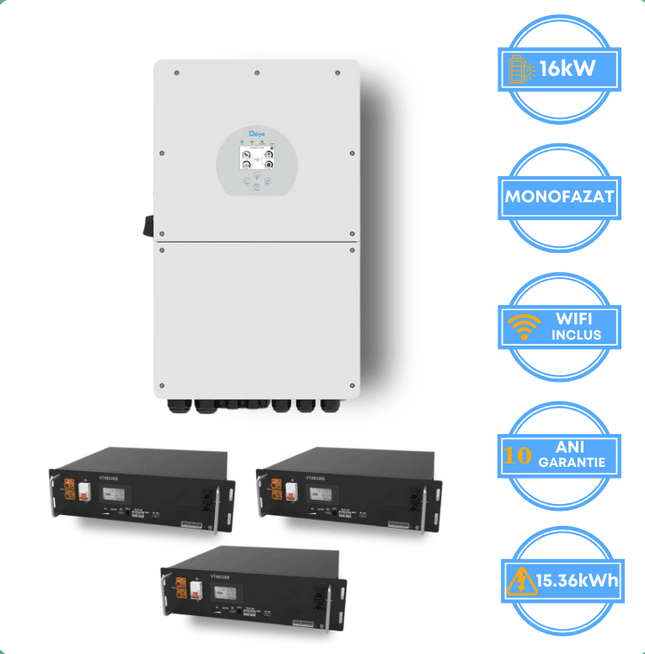 Inverter Deye da 16 kW, SUN-16K-SG01LP1-EU + batteria V-TAC da 15,36 kWh