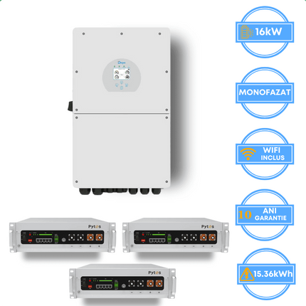 Inverter Deye da 16 kW, SUN-16K-SG01LP1-EU + batteria Pytes da 15,36 kWh, v5a
