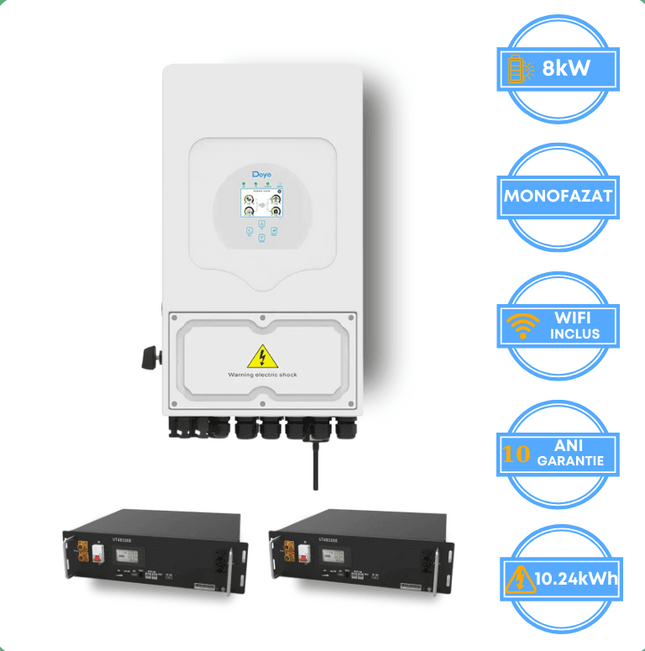 Inverter Deye da 8 kW, SUN-8K-SG05LP1-EU-AM2-P + batteria V-TAC da 10,24 kWh
