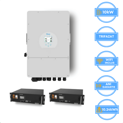 Inverter Deye da 10 kW, SUN-10K-SG05LP3-EU-SM2 + batteria V-TAC da 10,24 Wh
