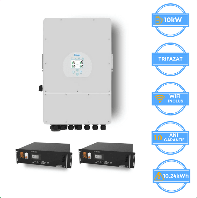 Inverter Deye da 10 kW, SUN-10K-SG05LP3-EU-SM2 + batteria V-TAC da 10,24 Wh