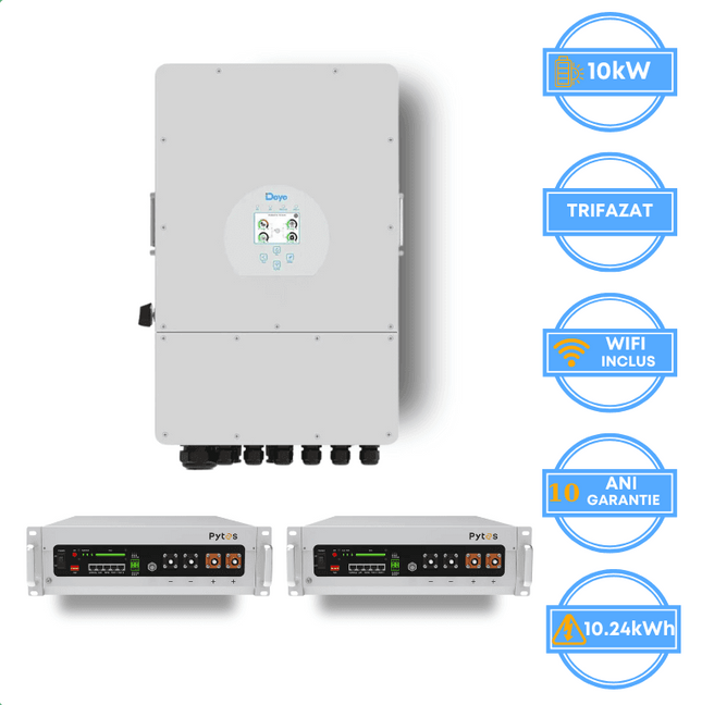 Inverter Deye da 10 kW, SUN-10K-SG05LP3-EU-SM2 + batteria Pytes da 10,24 kWh, v5a