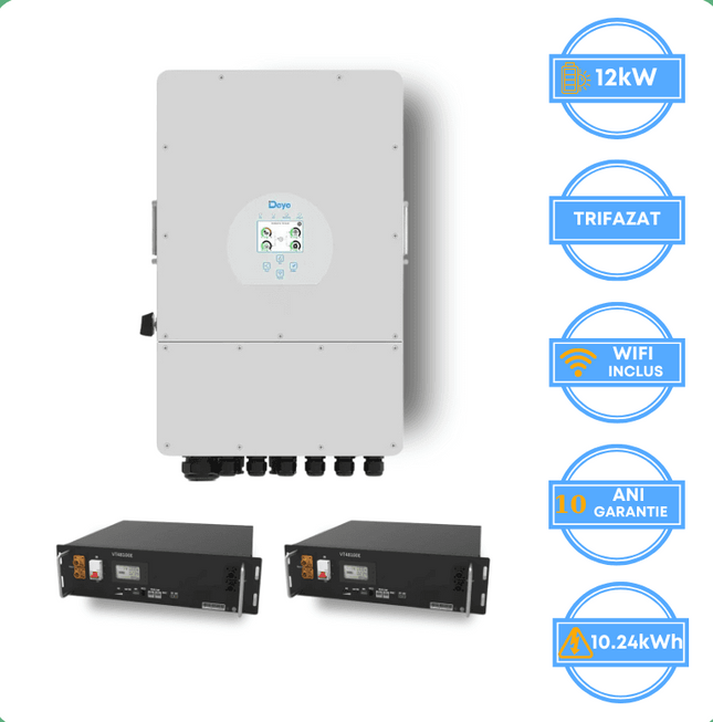 Inverter Deye da 12 kW, SUN-12K-SG05LP3-EU-SM2 + batteria V-TAC da 10,24 kWh
