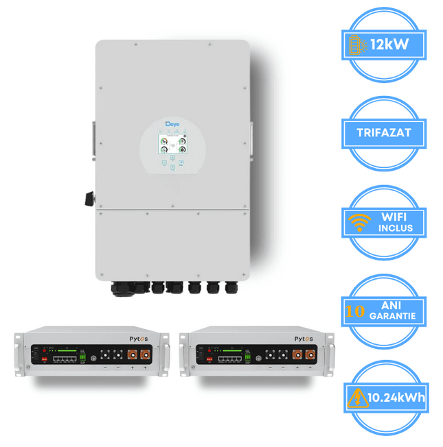 Inverter Deye da 12 kW, SUN-12K-SG05LP3-EU-SM2 + batteria Pytes da 10,24 kWh, v5a